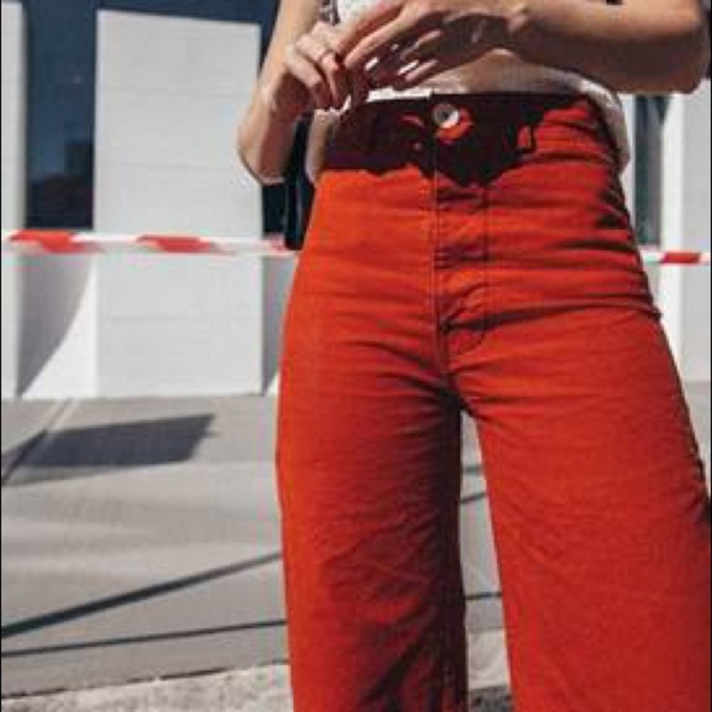 Jesse Kamm Wide Leg Pants in Red